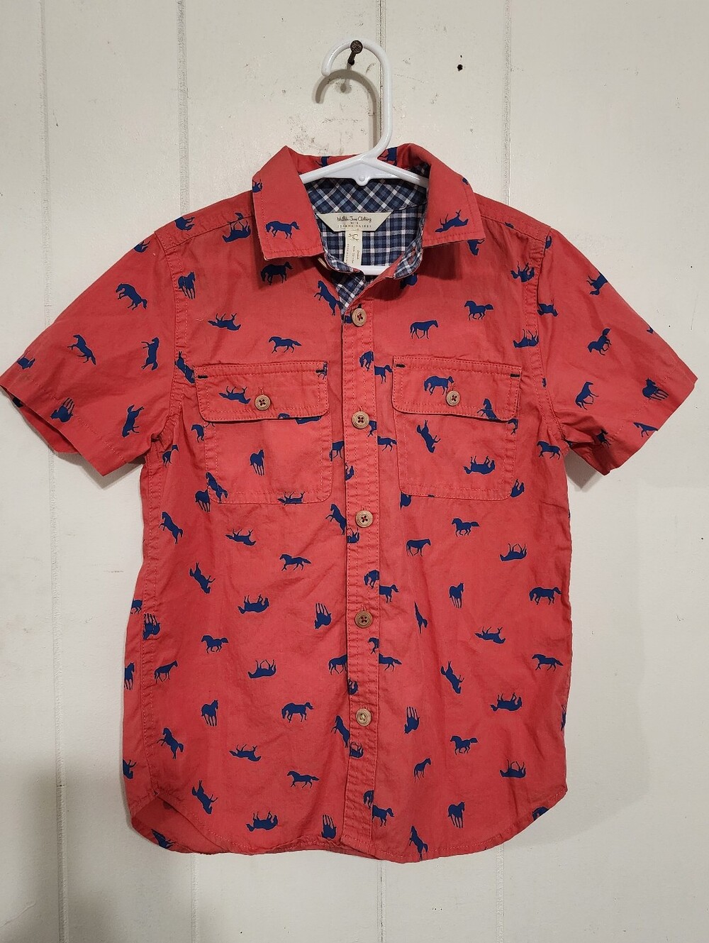 Matilda Jane x Joanna Gaines Boys Size 6 Horsing Around Red Button Down Shirt